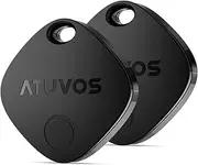 [ATUVOS] Bluetooth Item Finder 2 Pack, Compatible with Apple Find My (iOS Only), 60m Finding Range, Replaceable Battery, Waterproof, Tracker for Keys, Luggages, Suitcases, Wallets, Bags, Black