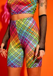 Not So Clueless Plaid Biker Shorts