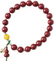 [YANYUESHOP] Natural Cinnabar Gourd Bracelet Feng Shui Wealth Elastic Bracelet Reiki Chakra Meditation Female 2022 Cinnabar Crystal Bracelet Wealth Amulet for Longevity Luck Money ?Cinnabar
