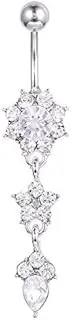[outret] 1pcs Crystal Sexy Flower Shape Navel Piercing Belly Button Ring Nombril Ear Piercing Ombligo Navel Piercing Body Jewelry Y007 Convenient and Exquisite