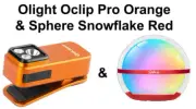 Olight Oclip Pro Orange Clip on Flashlight & Sphere Snowflake Red Light