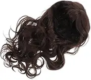 FOYTOKI Brown Highlight Wavy Wig: With Bangs Long Synthetic Hair Wig For Women Lightweight For Daily Wear Gatherings Celebrations