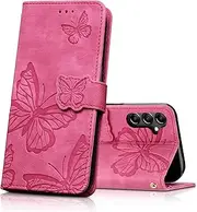 [CXTcase] Case for Samsung Galaxy A15, Shockproof PU Leather Magnetic Flip Case Wallet Cover with Card Slots and Stand Feature, Phone Case for Samsung Galaxy A15, Rose Red