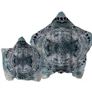 Black Royal Mandala on Dark Blue Rock Towel with Hood