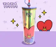 BT21 Collection Plastic Cup Straw Cup Cover Large Capacity Coffee Cup 800ml SP A