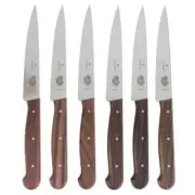 Victorinox Forschner 5.2030.12-X4 6-Piece Wood 4 3/4" Serrated Steak Knife Set