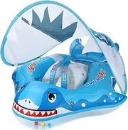 Kids Swimming Pool Float with Removable UPF 50+ Sun Protection Canopy, Infant Toddler Inflatable Swimming Rings for Age of 12-24 Months, Boys Girls Swimming Trainer