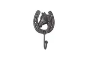 Mr Gecko Horse Head Single Cast Iron Wall Hook Hand Made Antique Black