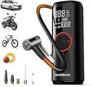 NEVERLAND Tire Inflator Portable Air Compressor - 4X Faster 150 PSI Electric Air Pump for Car Tires, Cordless Car Tire Inflator with Pressure Gauge for Car Bike Motorcycle Ball, DC 12V (Red)