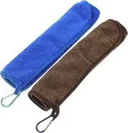 TOGEVAL 2pcs Absorbent Fishing Towels with Carabiner Quick Dry Sports Cloth for Hiking Climbing Random Color for Cleaning Hands Gear Mildew Resistant Random Color