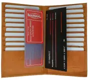 Genuine Leather Slim Credit Card Holder Checkbook Secretary Bifold Wallet Tan