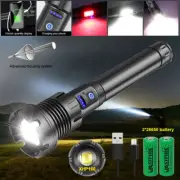 Waterproof Rechargeable XHP160 LED Light USB Flashlight Lamp Torch Powerbank