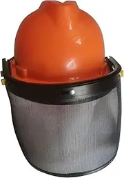 KiBcsLic Orange Forestry Hard Hat Face Shield Mesh Visor Full Face Protection Adjustable