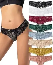 [FUMAFI] Lace Thong Sexy Cheeky Panties for Women Lace Criss Cross Underwear High Elastic Soft Panties