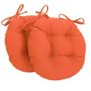 16-inch Solid Twill Round Tufted Chair Cushions (Set of 2) Tangerine Dream