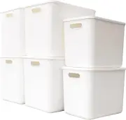 Plastic Storage Baskets Bins Boxes with Lids,Organizing Container White Storage