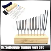 9x Solfeggio Tuning Fork Set with Voice Box for Yoga DNA Healing Sound Therapy