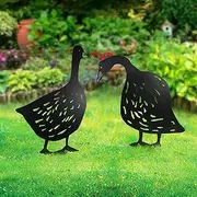 KOLYMAX 2 PCS Goose Silhouette Yard Art Garden Decorative Stake Hollow Out Animals Silhouette Statue Decor, Black Goose Statue Sets for Pathway, Floor, Garden, Lawn, Outdoor Decoration