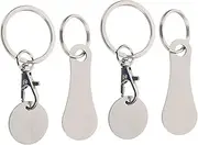 FUNOMOCYA 4pcs Stainless Steel Shopping Trolley Token Keyrings Shopping Cart Release Key Ring for Supermarket Use Compact and Practical Trolley Accessory Easy to Carry