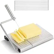 Vechoicy Stainless Steel Cheese Slicer with Accurate Size Scale, 6 Wire Cheese Cutter, Silver Cheese Knife for Cheese, Butter, Vegetables, Sausage, Herbs