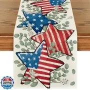 Artoid Mode American Flag Stars Eucalyptus Veterans Day Table Runner, Memoria