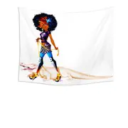 Cool Afro Black Girl the Man Eater Alligator Tapestry