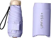 [Generic] Mini Travel Umbrella Windproof UV 50+ Folding, Compact Portable for Sun Rain, Lightweight Small with 99% UV Protection for Women, Men, Kids, Fits in Purse or Pocket with Cover