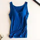 Women Built in Bra Padded Tank Top Female Breathable Fitness Camisole Tops Solid