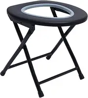 Baluue Outdoor Folding Toilet Stool Sturdy Commode Chair Thick Plastic Ergonomic Design for Ages Random Color