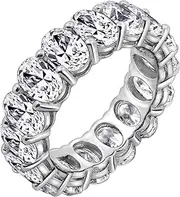 [Diamonbliss] Platinum Clad Cubic Zirconia 100-Facet Oval Eternity Band Ring