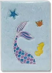 LYLAC Homeware Mermaid Design Notebook with Sea Creatures, 80 Sheets, Light Blue
