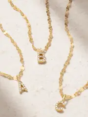 [STONE AND STRAND] STONE AND STRAND - Initial Sparkle Gold Diamond Necklace - E E Gold