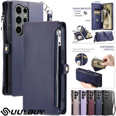For Samsung S25 S24 S23 S22 S21 FE Ultra A56 A16 Case Leather Wallet Flip Cover