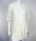 Mauve NWT Drop Down Cover Up Lace Top sz L Large Short Sleeve V Neck White