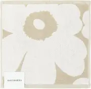 [Marimekko] Cotton Unikko Mini Towel, 11.8 x 11.8 inches (30 x 30 cm) (Beige x White) Unikko Mini Towel 072792 810 Hand Towel, Handkerchief, Flower Pattern, Stylish, Cute, Scandinavian Gift,