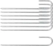 Rustark 8Pcs 12 Inch Galvanized Rebar Stakes J Hook Chain Link Fence Stakes Heavy Duty Steel Ground Anchors for Outdoor, Tent, Chain Link Fence, Canopy