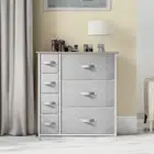 TAUS Fabric 7 Drawers Dresser Chest of Dresser Storage Organizer Furniture Home
