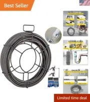 Sewer Snake Cable 75ft Manganese 1/2in 4 Cutters Drain Cleaning Tool Unclogging
