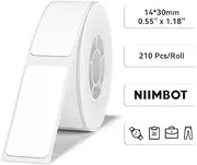 NIIMBOT Label Tape 14×30mm White Label Paper Compatible for NIIMBOT D11 D110, Thermal Sticker Paper 0.55'' x 1.18'' Waterproof Labeling Tape Replacement 210 Labels/Roll