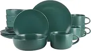 [10 Strawberry Street] Wazee Matte Coupe Dinnerware Set, 16 pc, Emerald Green