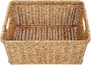 Kichvoe Bathroom Storage Basket Imitation Rattan Woven Basket Plastic Rectangular Rattan Storage Baskets With Handles