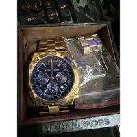 在飛比找蝦皮購物優惠-michael kors 二手正品8成新 玫瑰金三眼錶 金錶