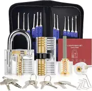 Premium 36-Pc Lock Pick Set with 4 Training Padlocks - Beginner to Expert Au