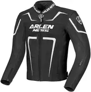 Arlen Ness Motegi Motorcycle Leatherjacket, black-white, Size 48 for Men Black White