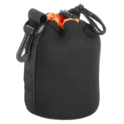3.5" IDx5.5" H Camera Lens Bag with Thick Protective Neoprene Black Orange