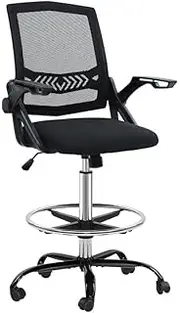 [Artiss] Ergonomic Office Chair Mesh Computer Desk Chairs Veer Drafting Stool with Height Adjustable Seat, High Back and 360°-Swivel Seating Black for Gaming Room Executive Home