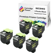 5 Pack Black Compatible Toner Cartridge for Lexmark 80C8HK0 (4,000 Pages) for Lexmark CX410 CX410DE CX510 CX510DE CX510DHE