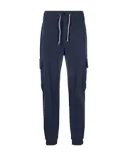 drawstring cotton track pants M Black