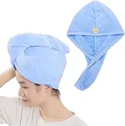 EZONEDEAL Microfiber Hair Towel Wrap for Women, Ultra Absorbent Twist Hair Turban Drying Cap Hair Wrap with Button for Drying Curly, Long & Thick Hair (10 inch X 26inch)
