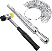 Tuperoymse Ring Sizer Measuring Tool Set Including Ring Mandrel Metal Ring Sizer Gauge Kit Rubber Jeweler's Mallet Hammer US Plug